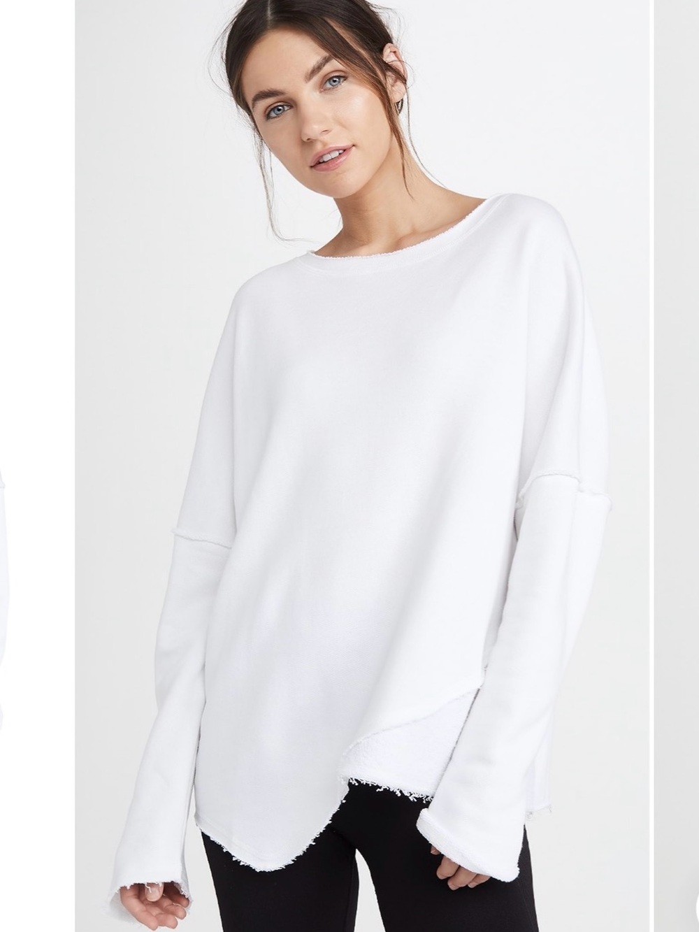 ALALA White Exhale Asymmetrical Slouchy Sweatshirt Size Small EUC